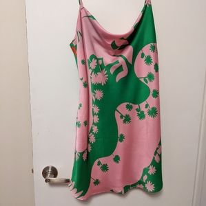 ZARA XXL pink and green slip dress